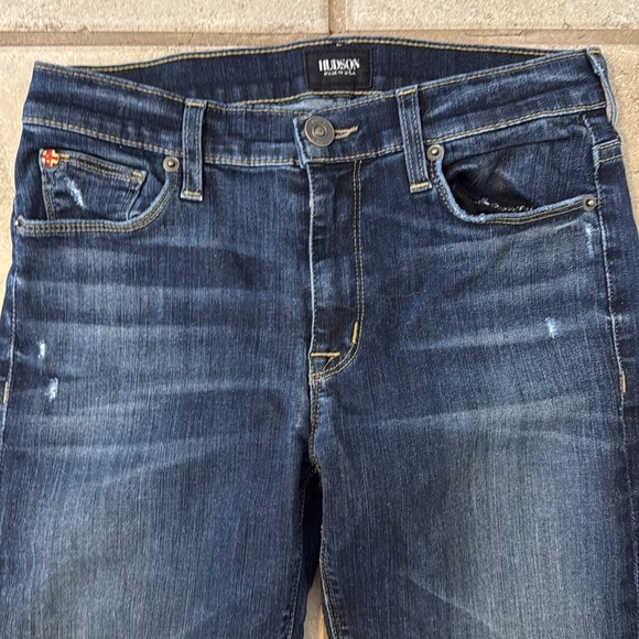 Hudson Women’s 27 Love Midrise Bootcut Denim Jean Distressed Dark Wash - Picture 2 of 9